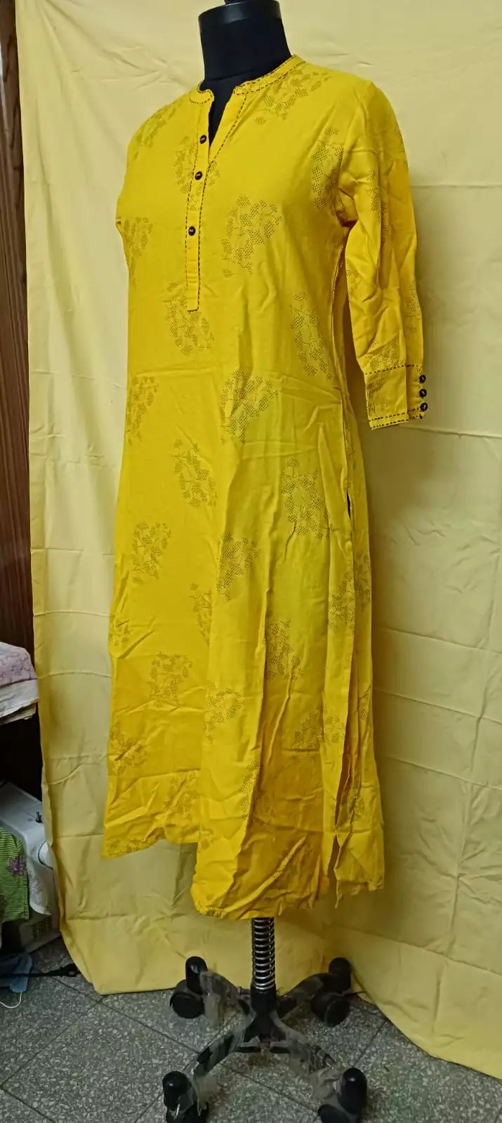 Shoplaila yellow cotton kurti 